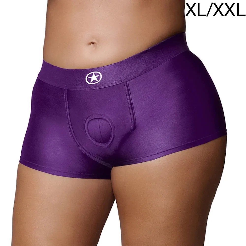Ouch! Vibrating Strap on Boxer Harness - Purple