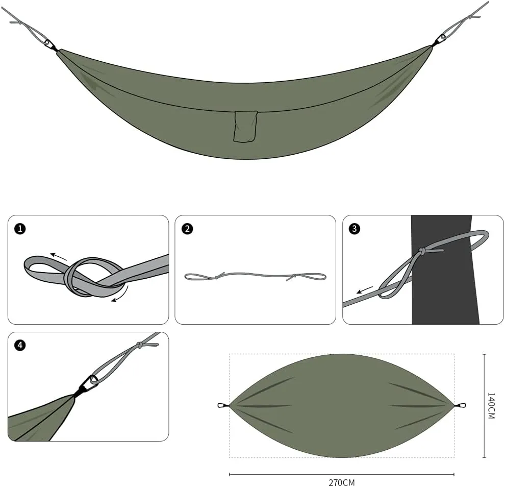 Outdoor Camping Hammock - Travel Hammock with 2 Tree Straps - Portable Backpacking Hammock for Adventure Hiking Travel-Max Load of 800lbs Gift #4