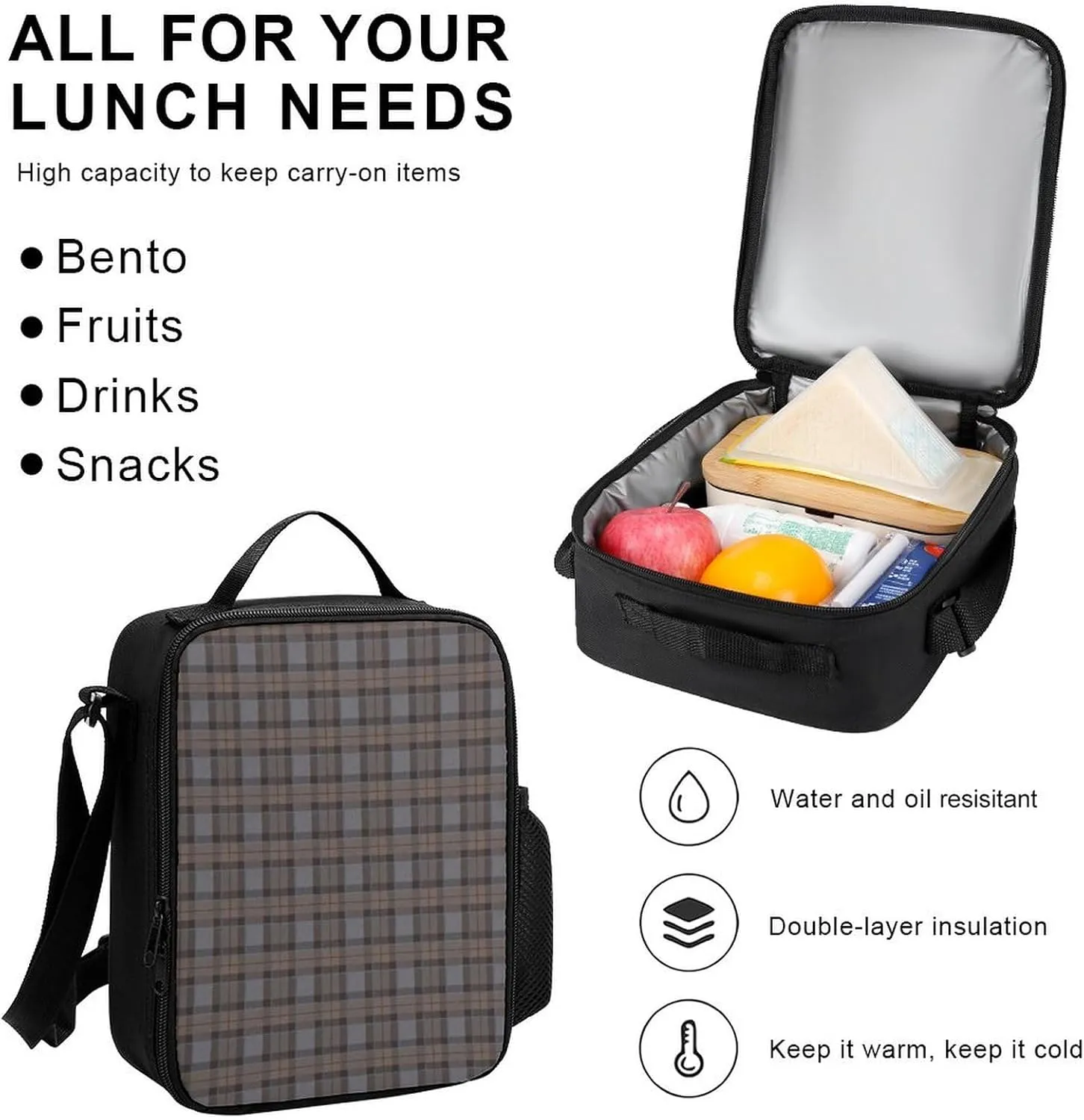 Outlander Tartan Lightweight Pocket Backpack Crossbody Lunch Bag Set Unisex