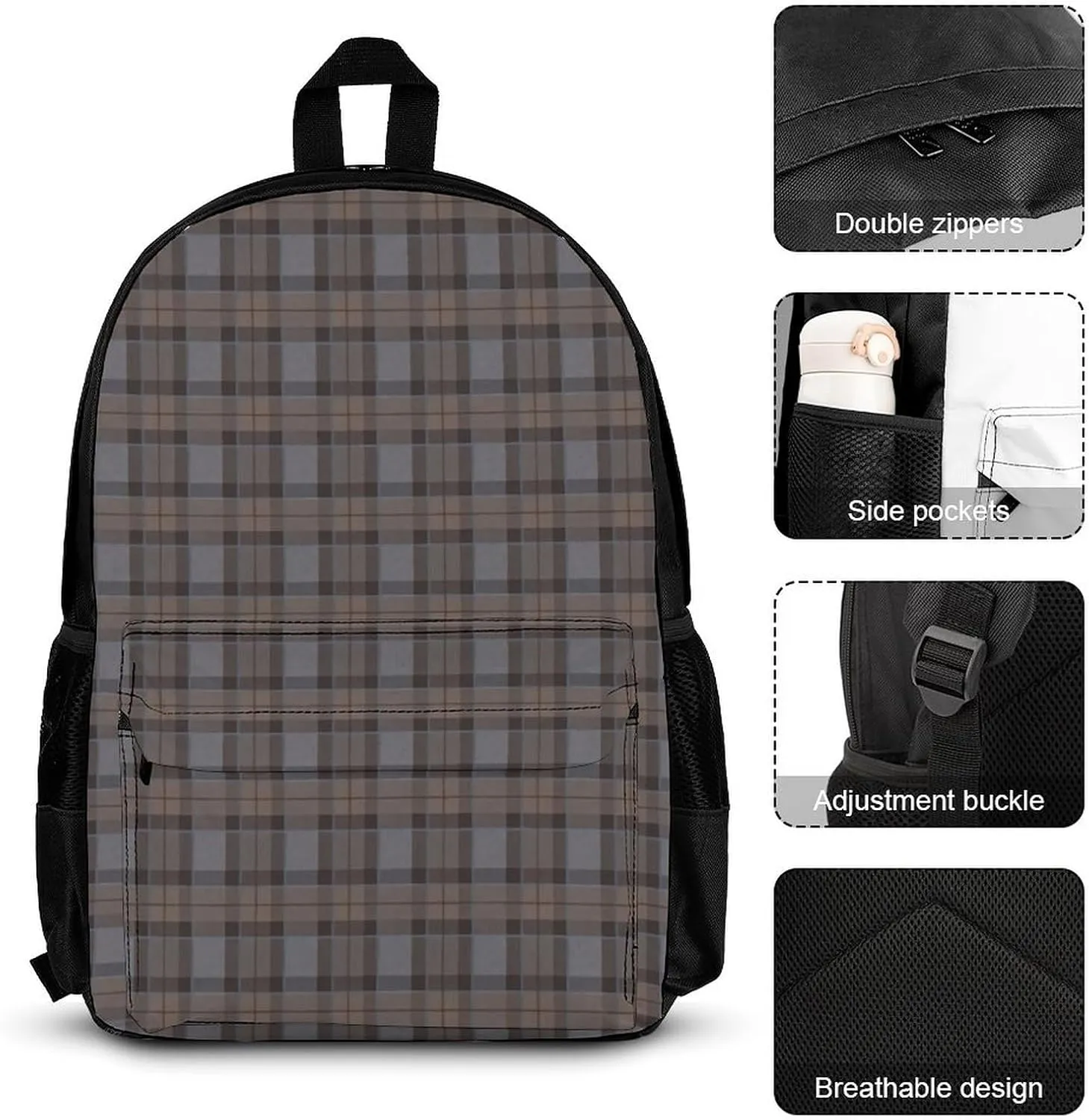 Outlander Tartan Lightweight Pocket Backpack Crossbody Lunch Bag Set Unisex
