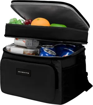 OVENTE Cooler Bag Insulated Beach Cooler Lunch Bag - Dual Compartments - Keeps Your Food Cold and Fresh, Ideal for Travel Work Picnic