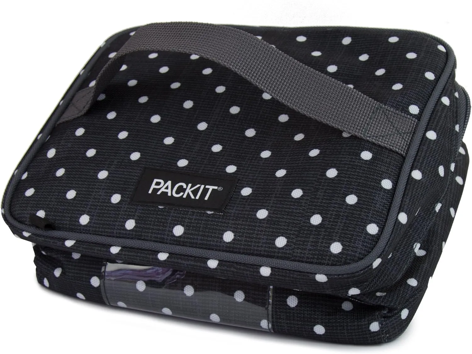 PackIt Freezable Bottle Cooler for Breastmilk and Formula, Polka Dots, Built with EcoFreeze Technology, Collapsible, Reusable, Zip Closure and Top Handle, Fits up to four, 5 oz Bottles