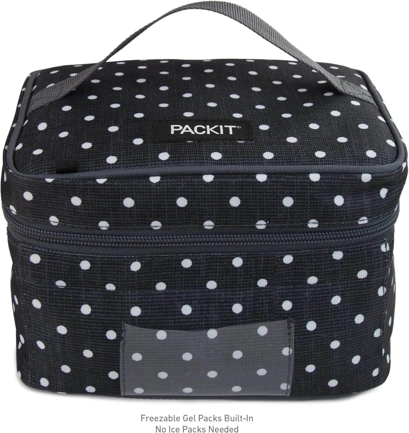 PackIt Freezable Bottle Cooler for Breastmilk and Formula, Polka Dots, Built with EcoFreeze Technology, Collapsible, Reusable, Zip Closure and Top Handle, Fits up to four, 5 oz Bottles