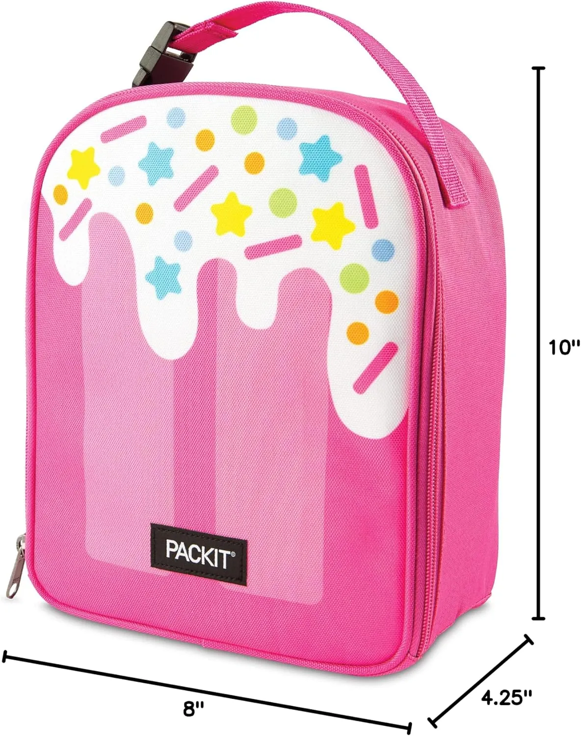 PackIt® Freezable Playtime Lunch Box, Pink Popsicle, Built with EcoFreeze® Technology, Collapsible, Reusable, Zip Closure With Buckle Handle, Perfect for Keeping School Lunches Fresh Large