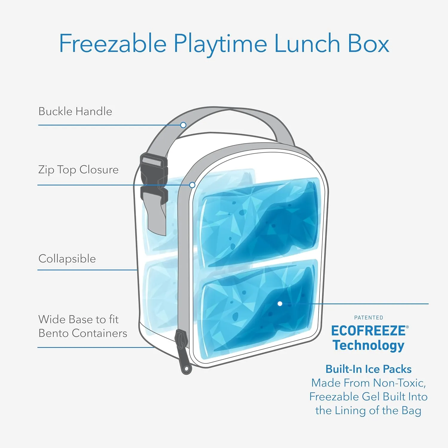 PackIt® Freezable Playtime Lunch Box, Pink Popsicle, Built with EcoFreeze® Technology, Collapsible, Reusable, Zip Closure With Buckle Handle, Perfect for Keeping School Lunches Fresh Large