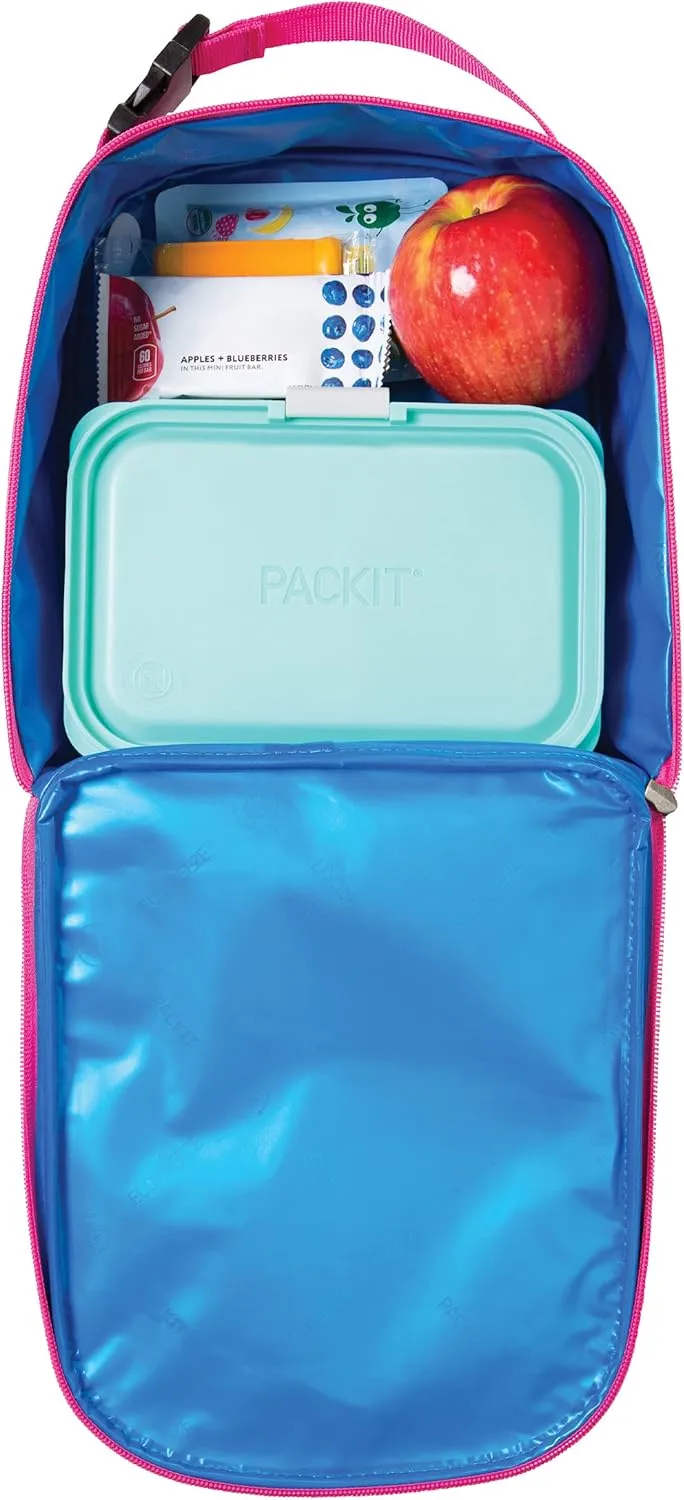 PackIt® Freezable Playtime Lunch Box, Pink Popsicle, Built with EcoFreeze® Technology, Collapsible, Reusable, Zip Closure With Buckle Handle, Perfect for Keeping School Lunches Fresh Large