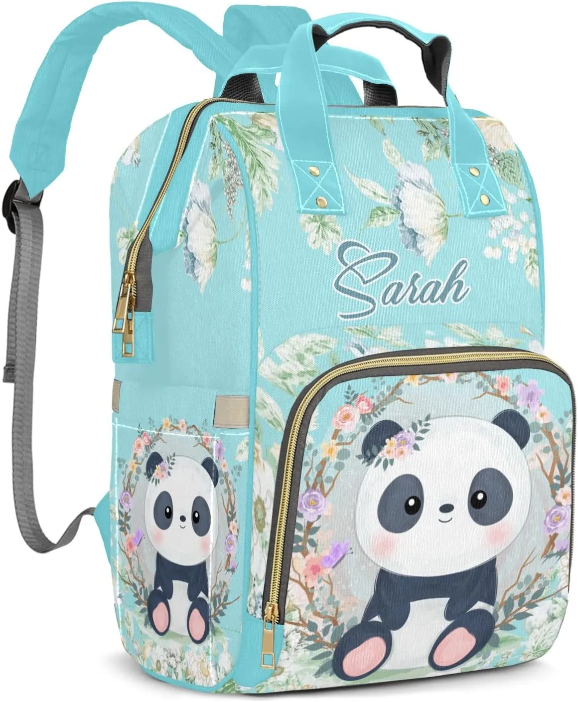 Panda Flower Diaper Bags Custom Mummy Backpack with Name Tote Bag Backpacks Presents