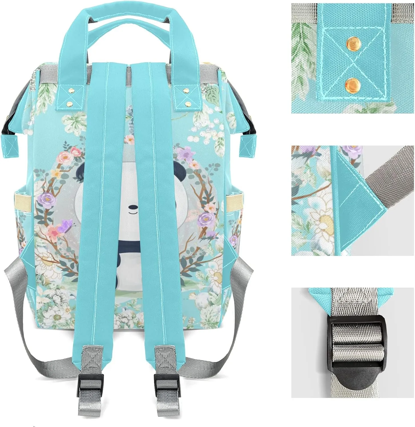 Panda Flower Diaper Bags Custom Mummy Backpack with Name Tote Bag Backpacks Presents