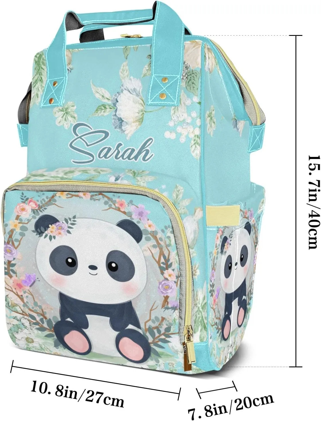 Panda Flower Diaper Bags Custom Mummy Backpack with Name Tote Bag Backpacks Presents