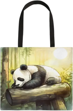 Panda Sleeping On Its Stomach Canvas Tote Bag for Women Men Stylish Tote Handbag Shoulder Bag Reusable Grocery Bag Shopping Cloth Bag with Handles Portable Gift Bag （19.5"x17.9"）
