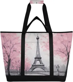 Paris Eiffel Tower Reusable Insulated Lunchbox Cooler Bag, Leakproof Kitchen Grocery Bag Collapsible Portable Cooler Tote Bag for Picnic, Camping, Office, Travel