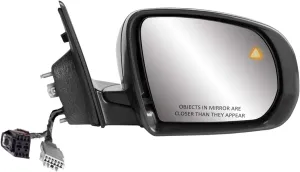 Passenger Side Compass, (textured black w/PTM cover, w/BSDS, foldaway), w/o turn signal, w/o chrome trim, w/o camera, RH, Heated Power