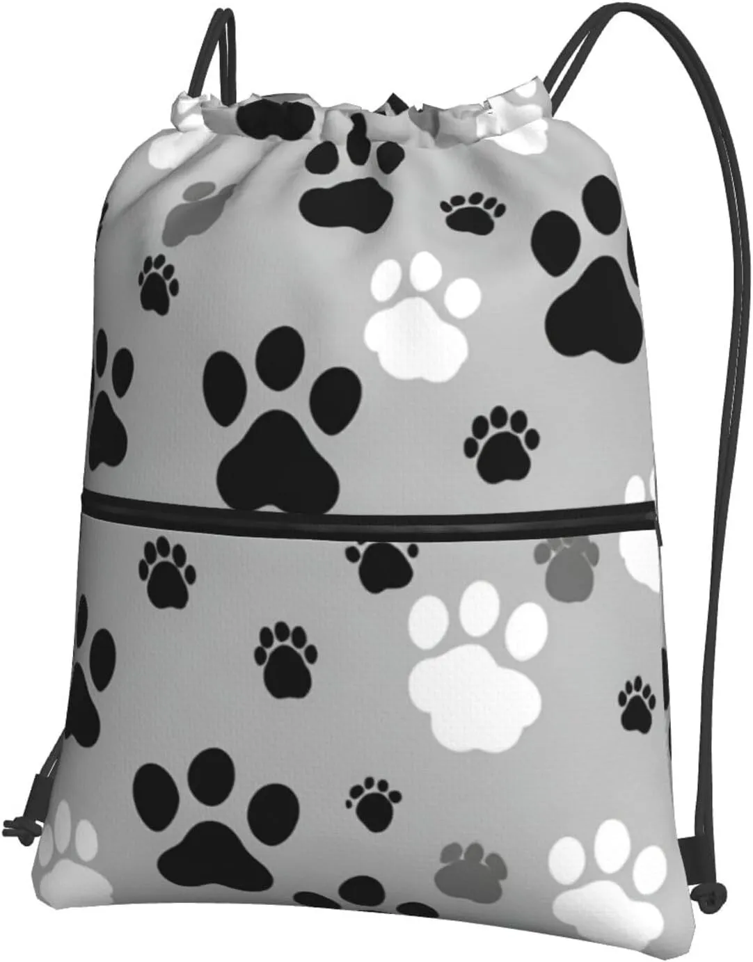 Paw Prints Drawstring Backpack Bulk Sackpack Cinch For Hiking Camping, Outdoor Adventure