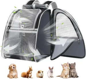Pawaboo Cat Backpack with Window Blind, Pet Carrier Backpack with Breathable Airmesh for Small Cats Dogs, Upgrade Sunproof Collapsible Cat Backpack Bubble for Travel Grooming Outdoors (up to 22lbs)