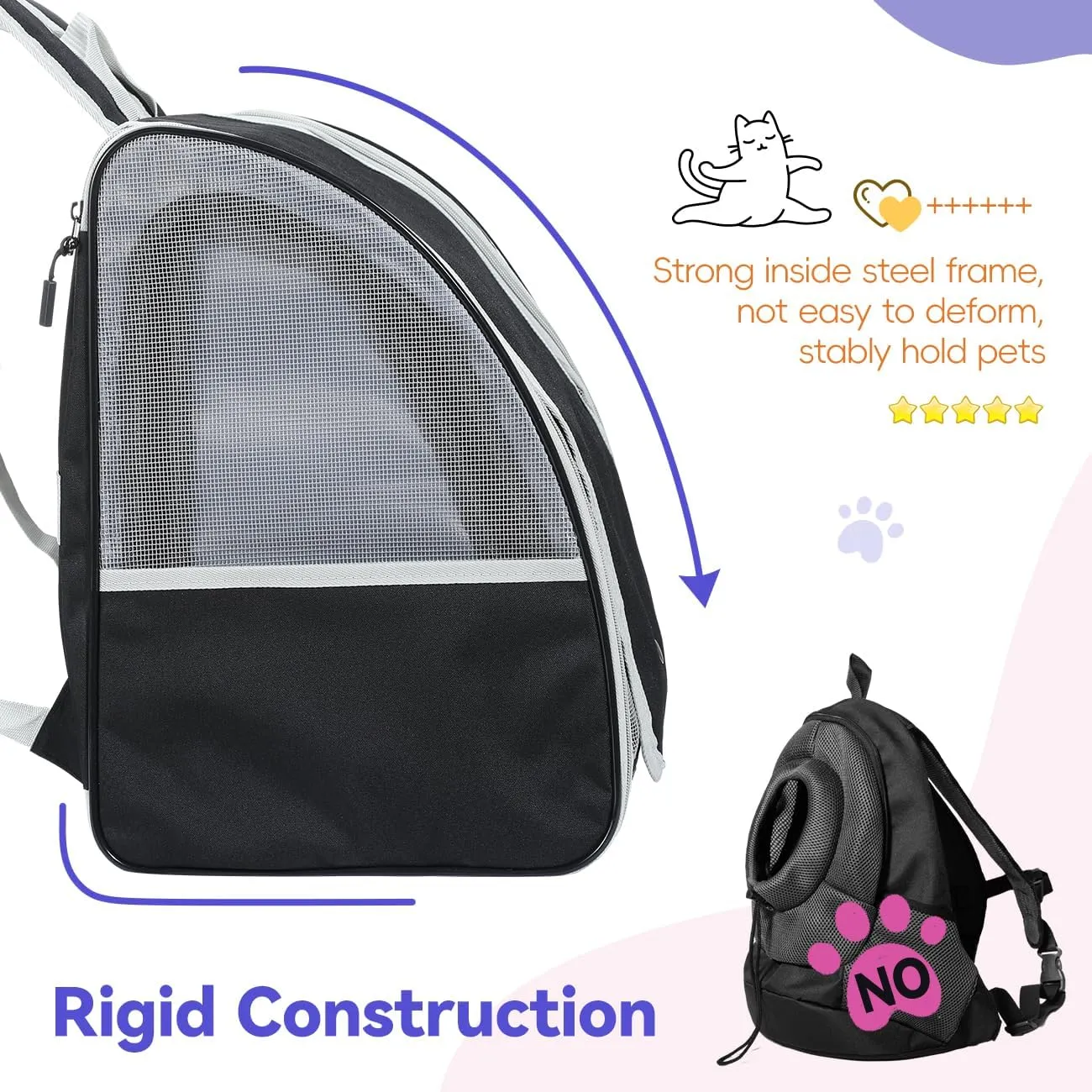 Pawaboo Cat Backpack with Window Blind, Pet Carrier Backpack with Breathable Airmesh for Small Cats Dogs, Upgrade Sunproof Collapsible Cat Backpack Bubble for Travel Grooming Outdoors (up to 22lbs)