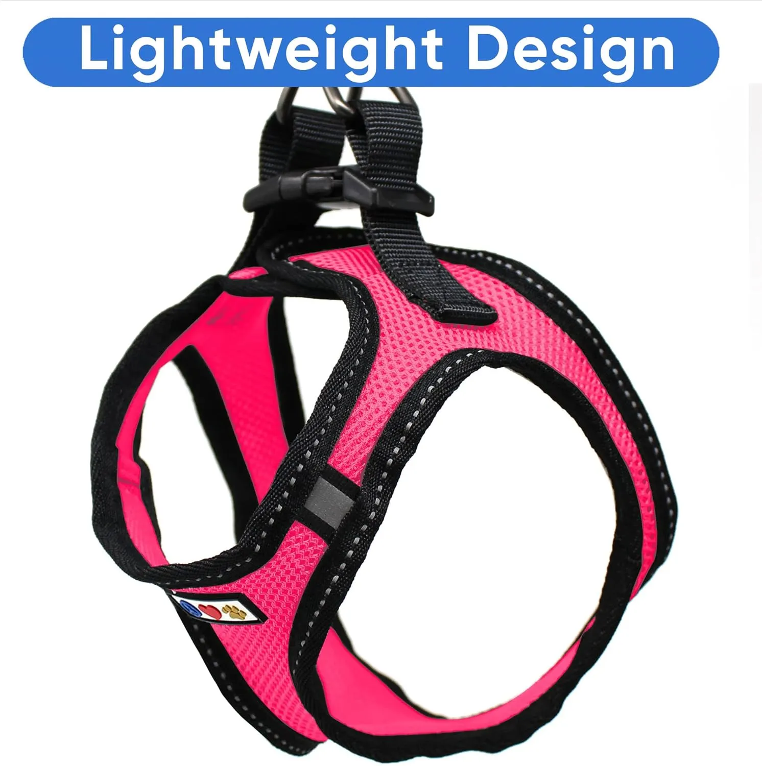 Pawtitas Dog Vest Harness Made with Breathable Air Mesh | All Weather Vest Harness for Extra Small Puppies and Cats with Quick-Release Buckle - Extra Small Pink Mesh Dog Harness