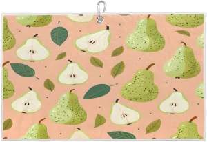 Pear Leaves Golf Towel with Heavy Duty Carabiner Clip Quick Dry Ultra Absorbent Club Ball Cleaning Towel Golf Accessories for Men Women