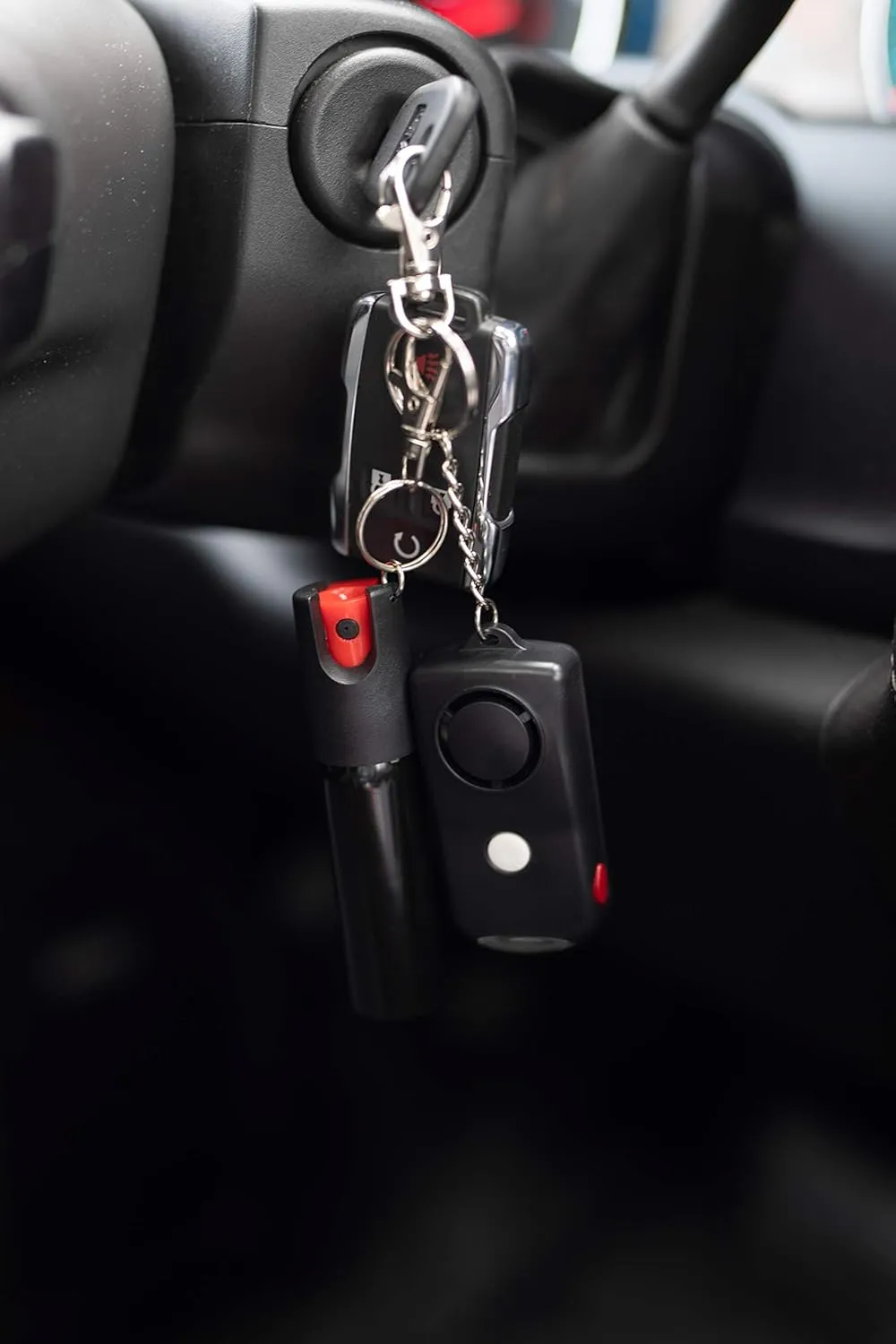 Pepper Spray and Personal Alarm Key Chain Bundle (4 Pack) for Protection and Self Defense, Safeguard for Women and Men, Tear Gas and Panic Button