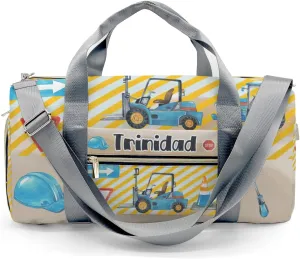 Personalized Bulldozer Truck Duffel Bag,Customized Sport Player Travel Bag for Gifts