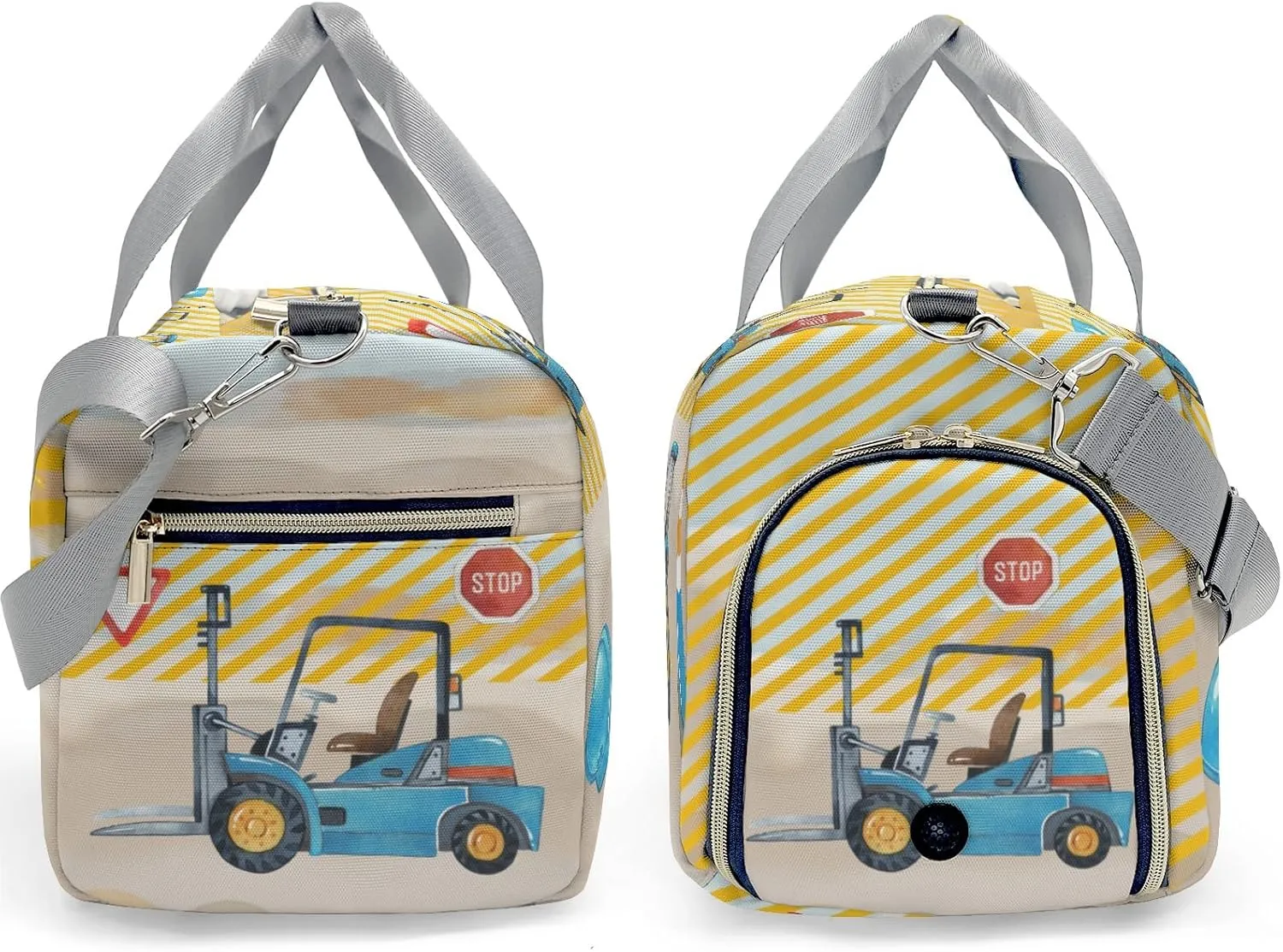 Personalized Bulldozer Truck Duffel Bag,Customized Sport Player Travel Bag for Gifts