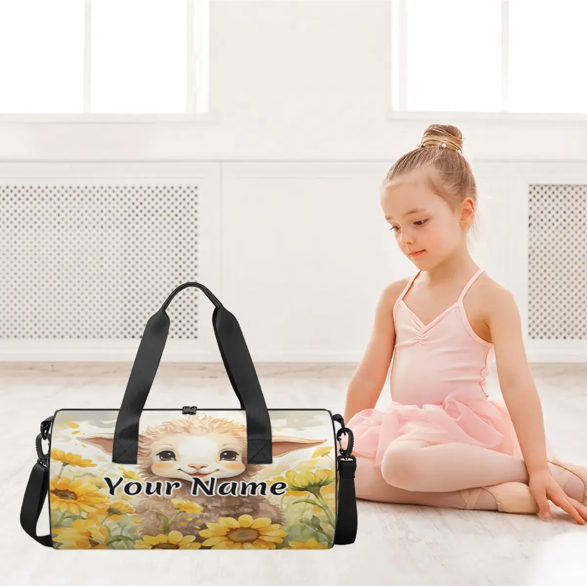Personalized Duffel Bag for Women, Custom Cute Alpaca Llama Gym Bag for Sports, Waterproof Dance Bag with Name, Lightweight Carryon Gym Bag, Alpaca Llama