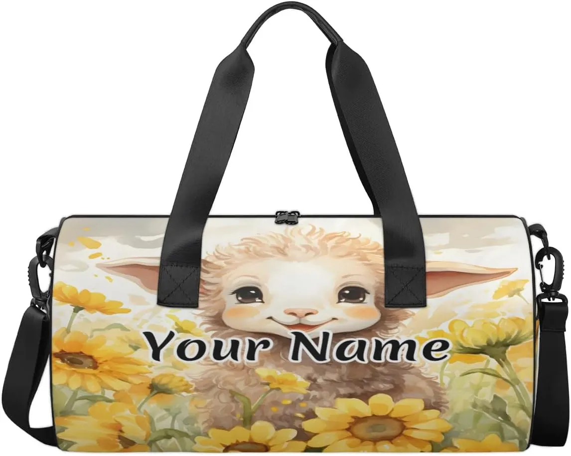 Personalized Duffel Bag for Women, Custom Cute Alpaca Llama Gym Bag for Sports, Waterproof Dance Bag with Name, Lightweight Carryon Gym Bag, Alpaca Llama