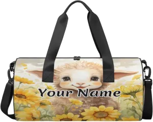 Personalized Duffel Bag for Women, Custom Cute Alpaca Llama Gym Bag for Sports, Waterproof Dance Bag with Name, Lightweight Carryon Gym Bag, Alpaca Llama