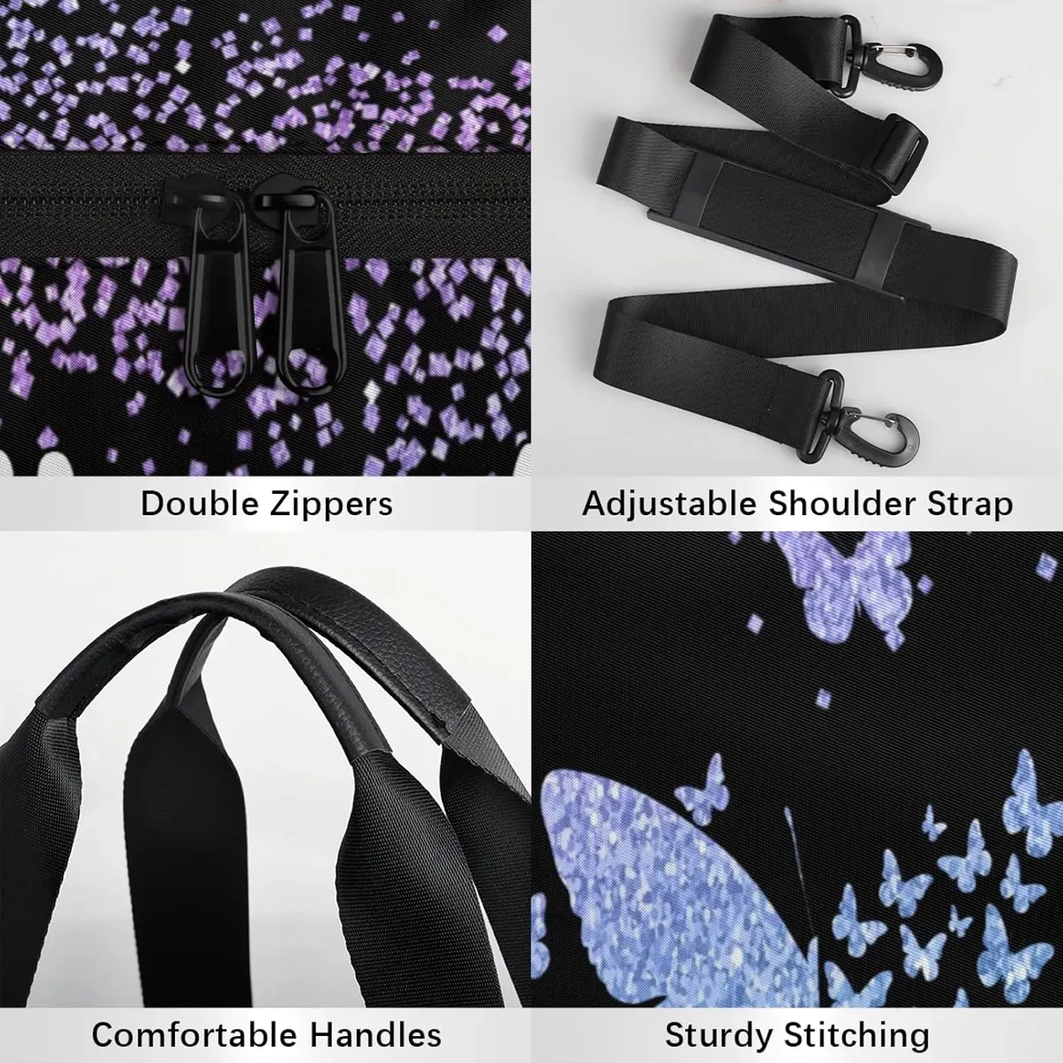 Personalized Duffel Bag with Name Butterfly Custom Travel Sports Bag for Women Men Round Waterproof Dance Ballet Bag Lightweight 17.6in, Gradient Blue