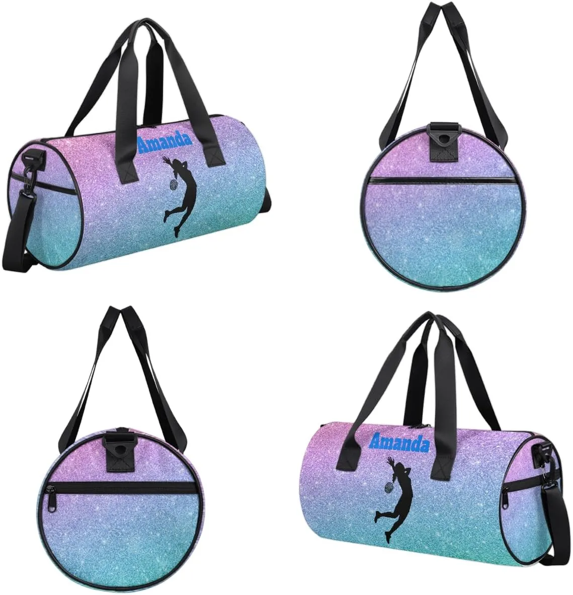Personalized Kids Sport Duffel Bag with Custom Name Carry On Sleepover Weekender Travel Bag - Badminton