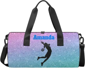 Personalized Kids Sport Duffel Bag with Custom Name Carry On Sleepover Weekender Travel Bag - Badminton