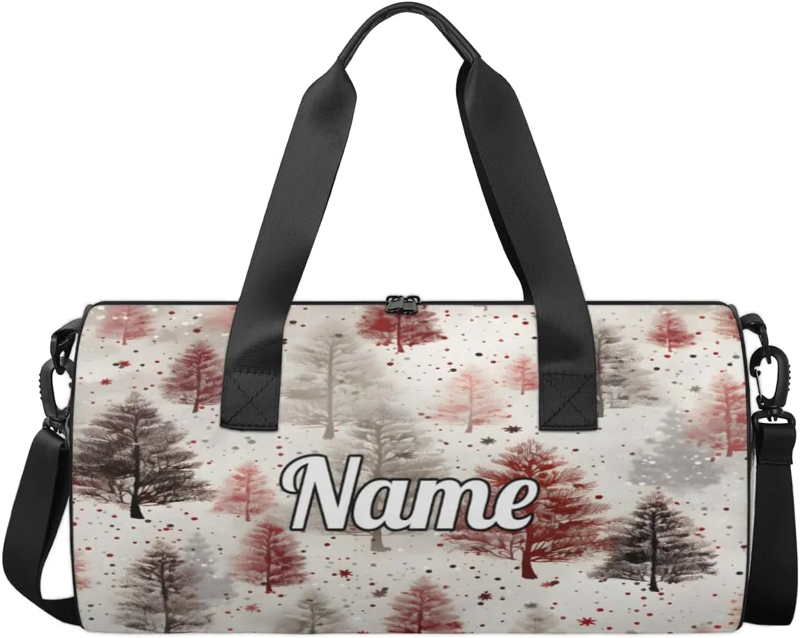 Personalized Sport Gym Bag Dance Duffle Ballet Bag Overnight Travel Sleepover Bags Swimming Hiking Camping, Vintage Xmas Winter