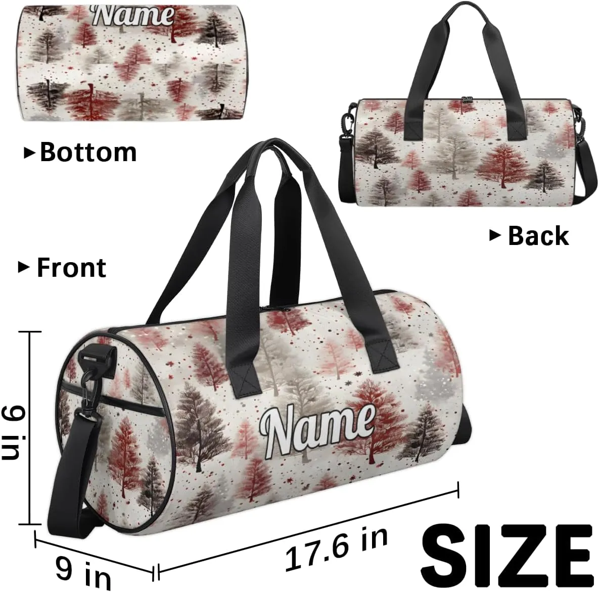 Personalized Sport Gym Bag Dance Duffle Ballet Bag Overnight Travel Sleepover Bags Swimming Hiking Camping, Vintage Xmas Winter