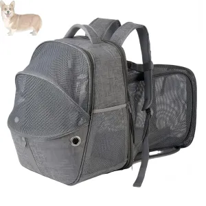 Pet Bubble Backpack, Expandable Pet Backpack, Airline Approved Pet Backpack for Small Dogs, Dog Travel Backpack, Cat Bag Backpack with Cat Toys for Travel, Hiking and Outdoor Use.(Gray-Black)
