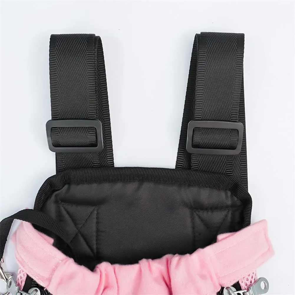 Pet Carrier Backpack, Adjustable Cat Front Travel Bag, Pet Legs Out Ventilated Dog Chest Carrier with Hook and Loop for Camping Hiking Travel Puppy Cat Pink S