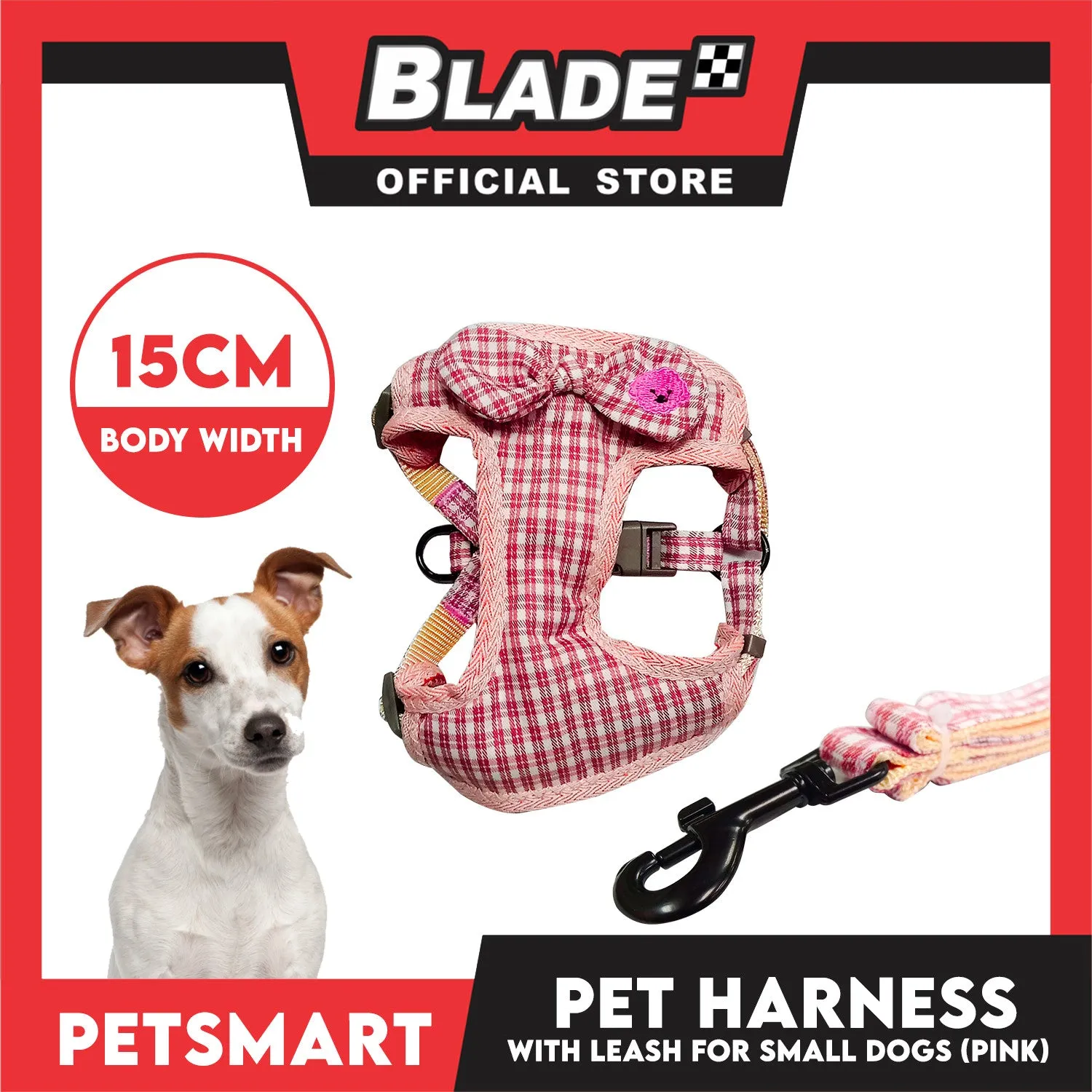 Pet Harness with Leash for Small Dogs (Pink) QYS2202