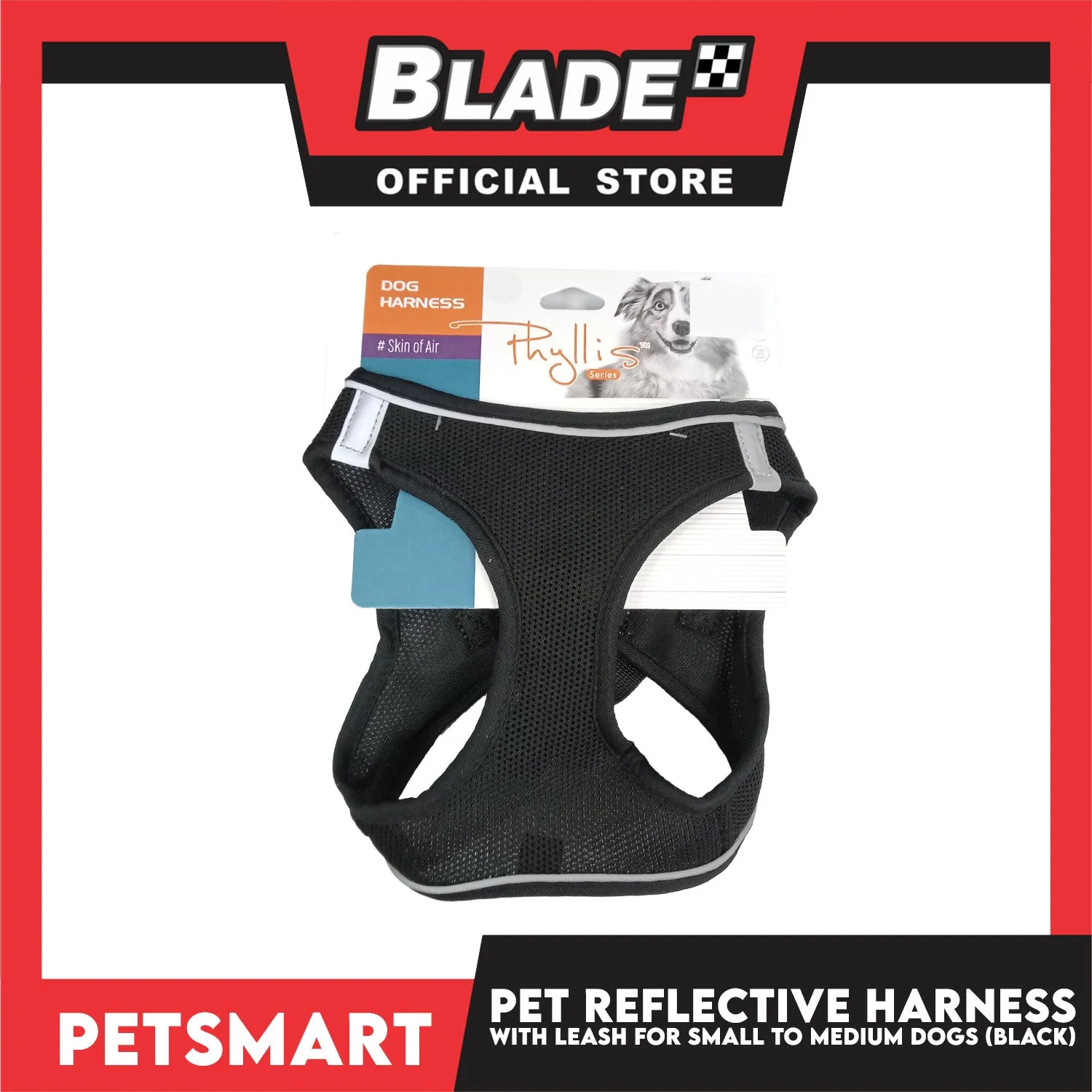 Pet Reflective Harness with Leash for Small Dogs Medium Size (Black)
