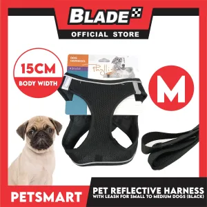 Pet Reflective Harness with Leash for Small Dogs Medium Size (Black)
