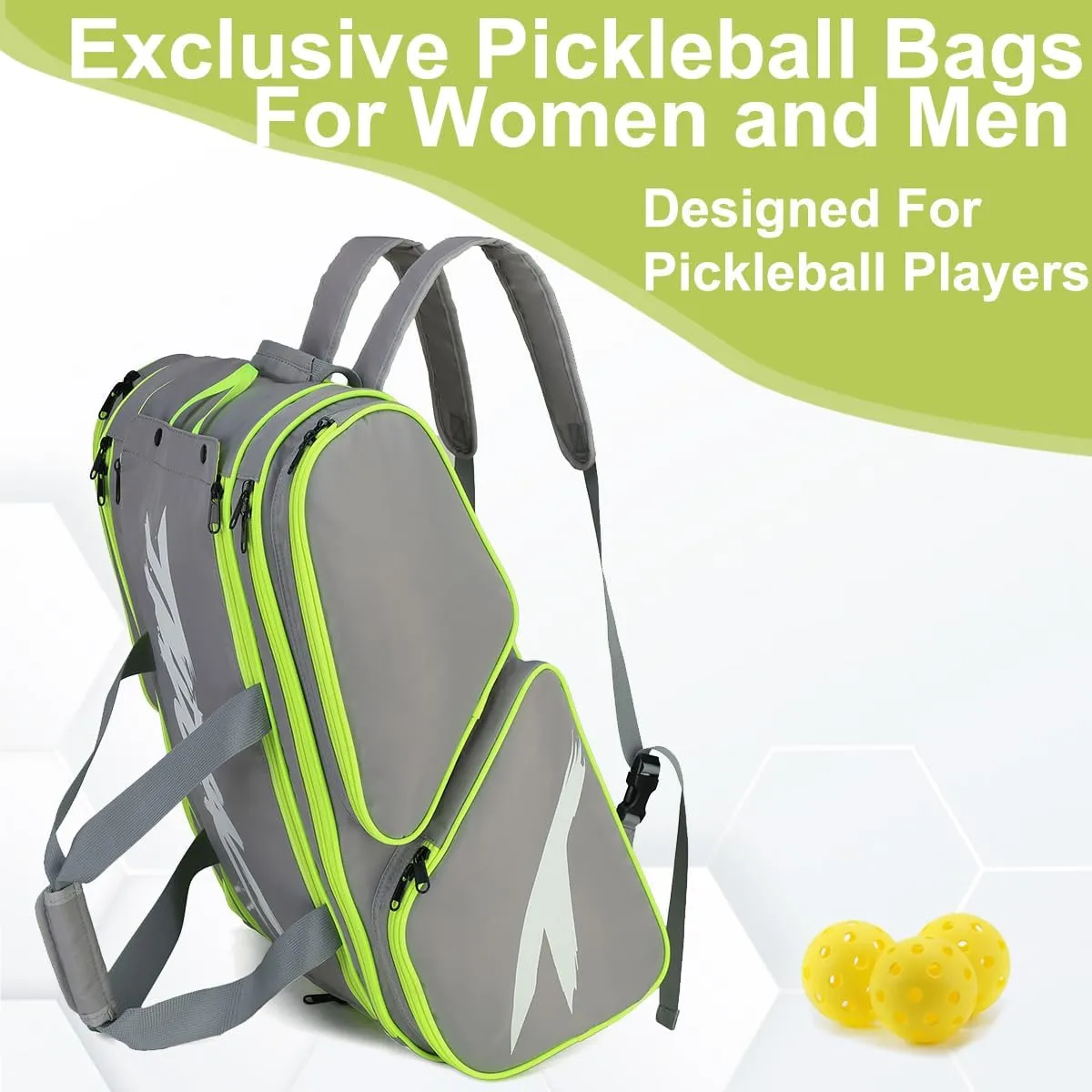 Pickleball Bag - Large Paddle Bag for 4 Paddles & Accessories - Fence Hook, Extra Pockets, Shoe Compartment