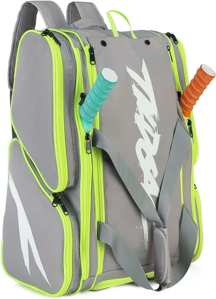 Pickleball Bag - Large Paddle Bag for 4 Paddles & Accessories - Fence Hook, Extra Pockets, Shoe Compartment
