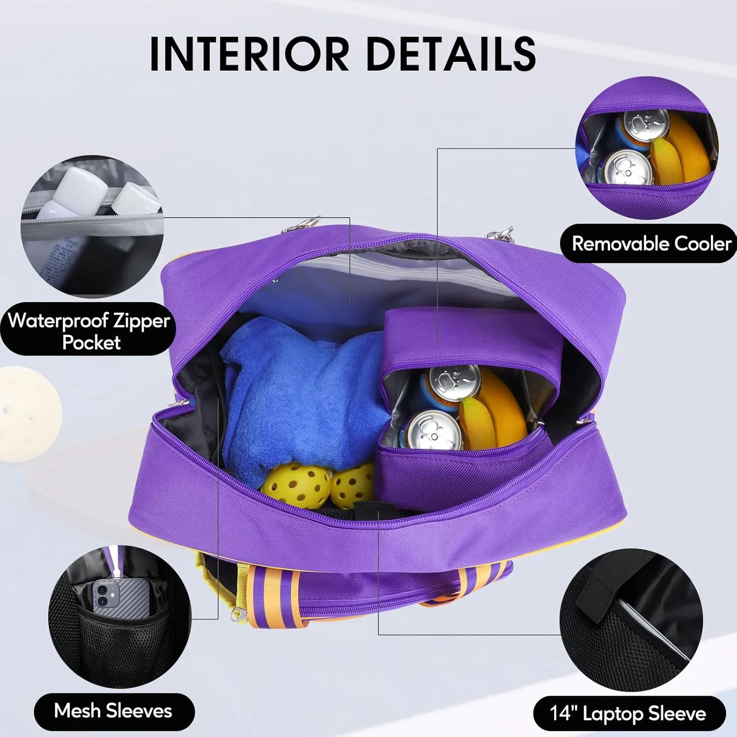 Pickleball Bags for Women&Man | Pickleball Bags with Insulated Drink Cooler Bag Fence Hooks | Pickleball Gift