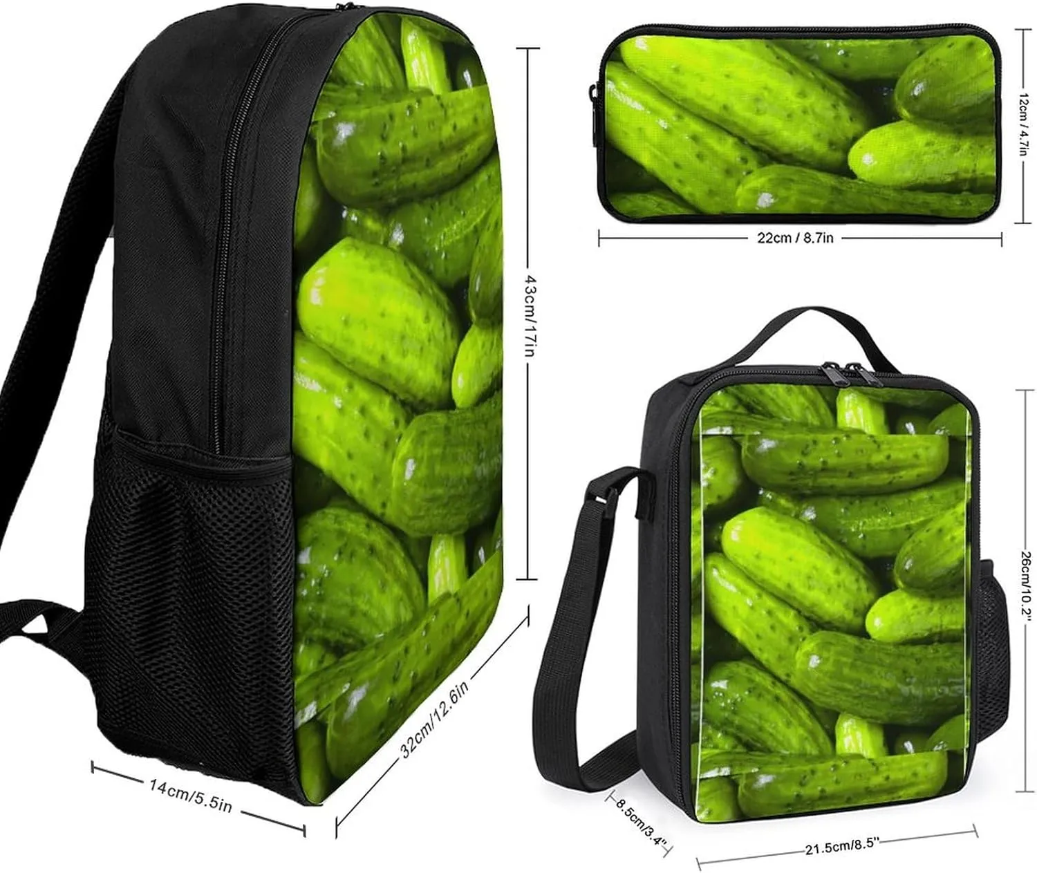 Pickles Pickle Shoulder Backpack Diagonal Lunch Bag Pencil Case Set