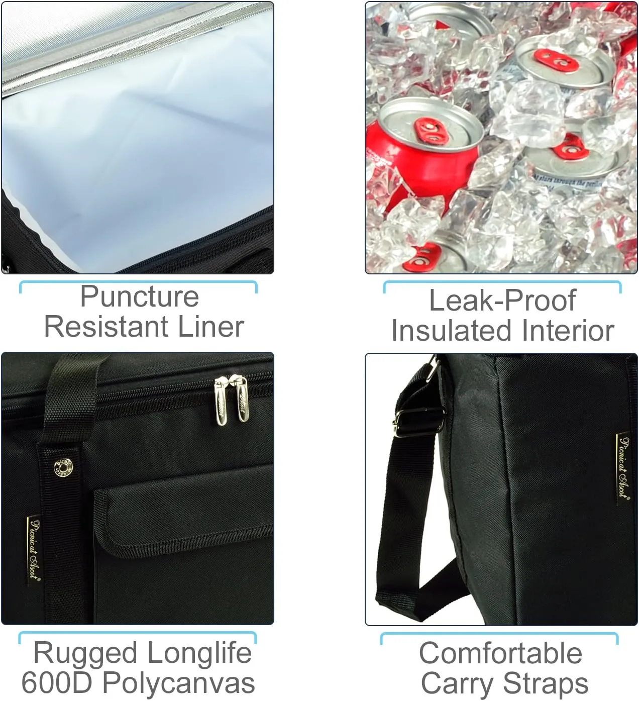 Picnic at Ascot 42 Can Capacity Semi Rigid Collapsible Leakproof Cooler- Designed & Quality Approved in The USA - 2 Pack