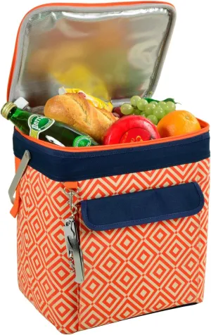 Picnic at Ascot 6 Bottle Insulated Wine Tote- Collapsible Multi Purpose Cooler - Orange/Navy