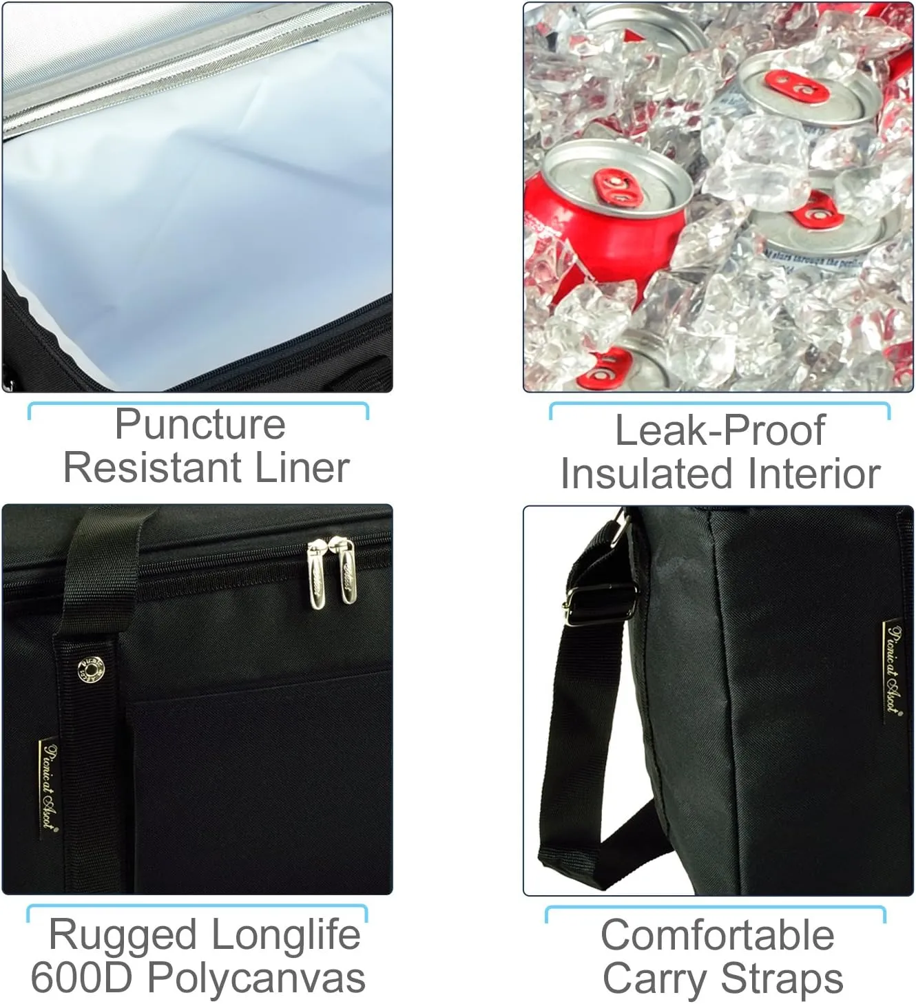 Picnic at Ascot 64 Can Capacity Semi Rigid Collapsible Leakproof Cooler- Designed & Quality Approved in the USA -2 Pack