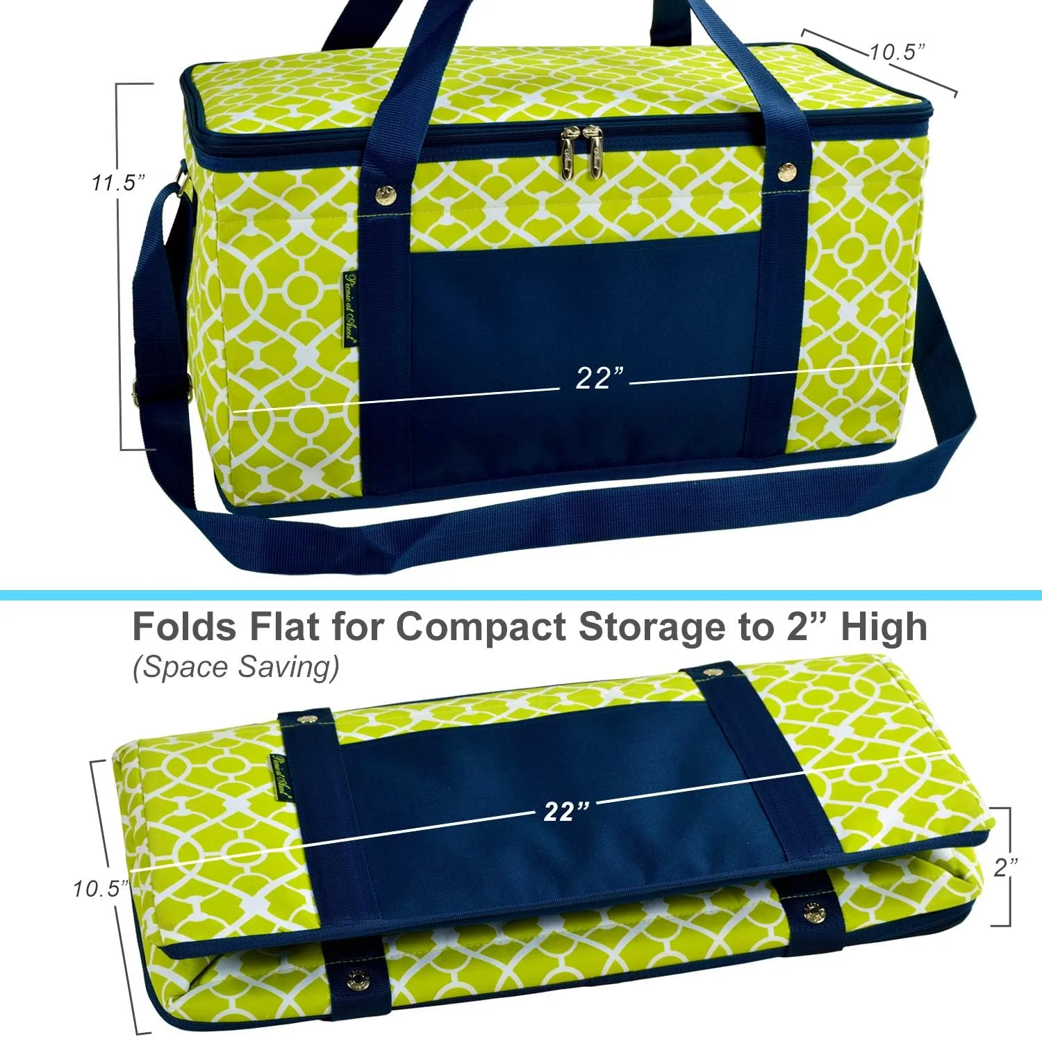 Picnic at Ascot 64 Can Capacity Semi Rigid Collapsible Leakproof Cooler- Designed & Quality Approved in the USA