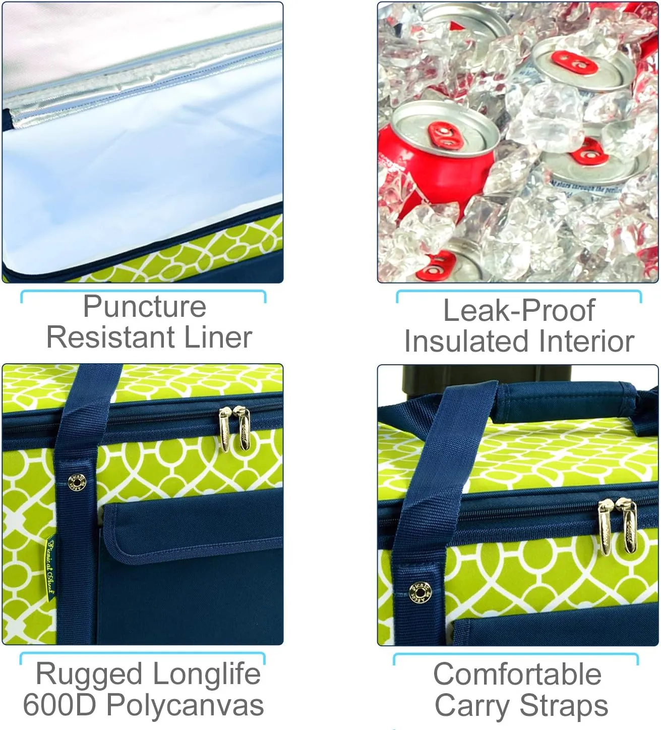 Picnic at Ascot 64 Can Capacity Semi Rigid Collapsible Leakproof Cooler- Designed & Quality Approved in the USA