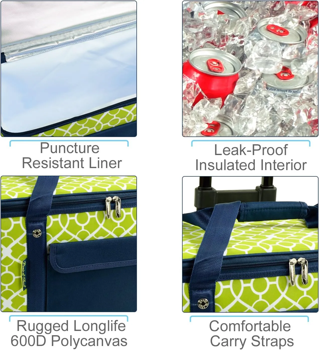 Picnic at Ascot Personalized Monogrammed Travel Cooler with Wheels- 64 Can Capacity- Collapsible Leakproof Cooler- Designed & Quality Approved in The USA