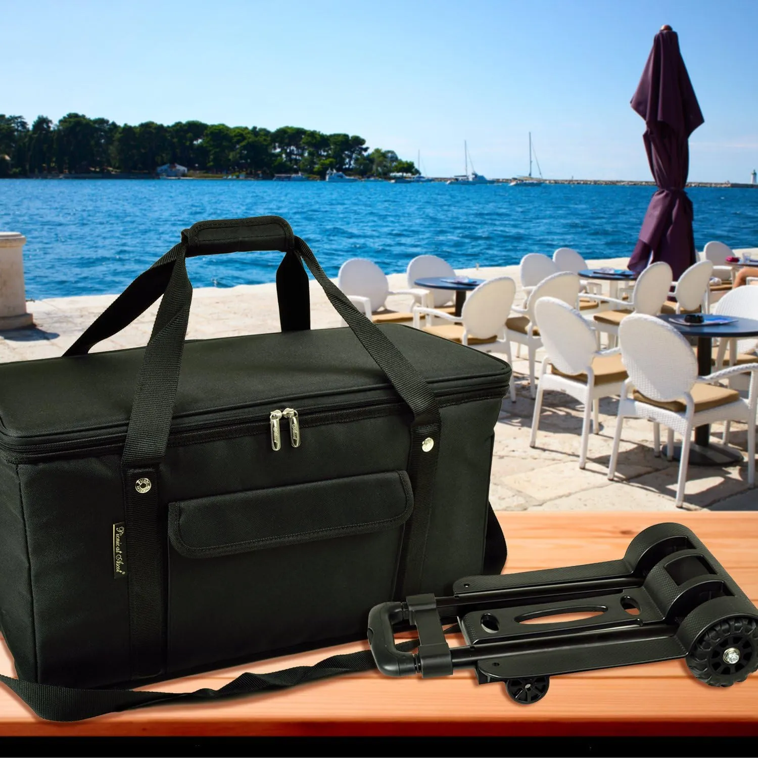Picnic at Ascot Personalized Monogrammed Travel Cooler with Wheels- 64 Can Capacity- Collapsible Leakproof Cooler- Designed & Quality Approved in The USA
