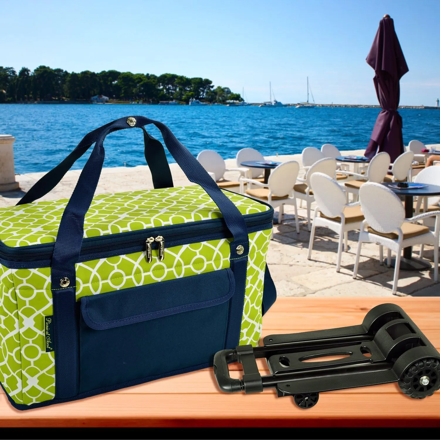 Picnic at Ascot Personalized Monogrammed Travel Cooler with Wheels- 64 Can Capacity- Collapsible Leakproof Cooler- Designed & Quality Approved in The USA