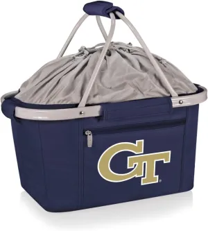 PICNIC TIME NCAA Georgia Tech Yellow Jackets Metro Shopping Basket - Insulated Picnic Basket - Collapsible Market Basket - Utility Tote Cooler Bag